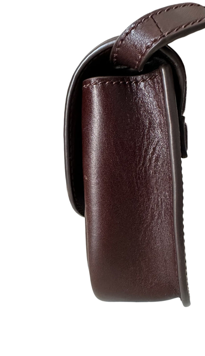 Saint Laurent Small Woven Leather Kaia Crossbody Brown - Revive
